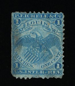 SCOTT #RO77a BLUE PRIVATE DIE P.EICHELE & CO MATCHES PRINTED ON OLD PAPER #13655