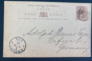 1893 Lagos British West Africa Postal Stationery Postcard Cover Erfurt Germany