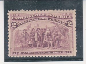 US Stamp #231 – 1893 2c Columbian Comm: Landing . Broken Frame line MNH OG F/VF.