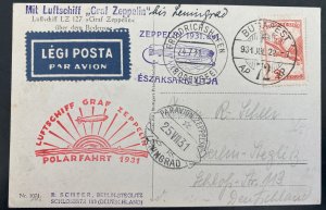 1931 Hungary Graf Zeppelin LZ 127 Icebreaker Malyguin Cover Polar Flight # C22