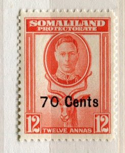 SOMALILAND PROTEC; 1951 early GVI surcharged issue Mint hinged 70c. value