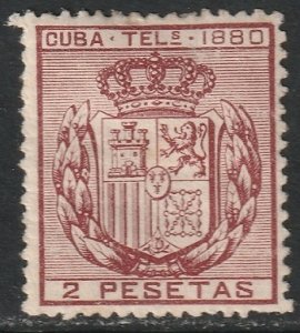 Cuba 1880 Ed 50a telegraph MH* dark carmine some disturbed gum