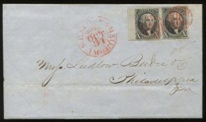 2 Washington Used Pair on US Express Mail Cover from Beebee Correspondence HV24