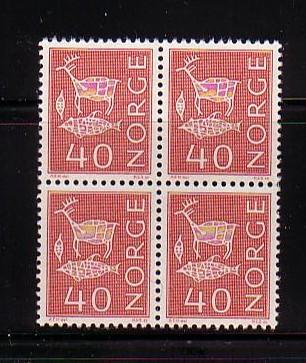 Norway Sc 4231963 40 ore rock carvings stamp bl of 4 mint NH