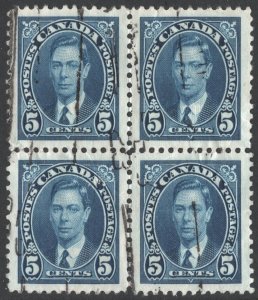 Canada SC#235 5¢ King George VI Block of Four (1937) Used