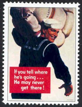 Patriotic WW2 Poster Stamp - If You Tell . . . - Cinderella