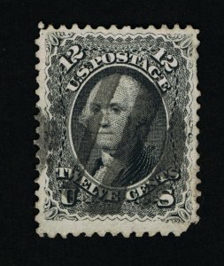 GENUINE SCOTT #69 USED 1861 BLACK NBNC 12¢ WASHINGTON CIRCULAR GRID CANCEL 11096