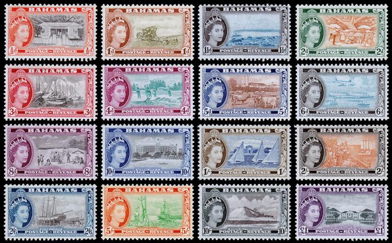 Bahamas Scott 158-173 (1954) Mint VLH VF Complete Set M