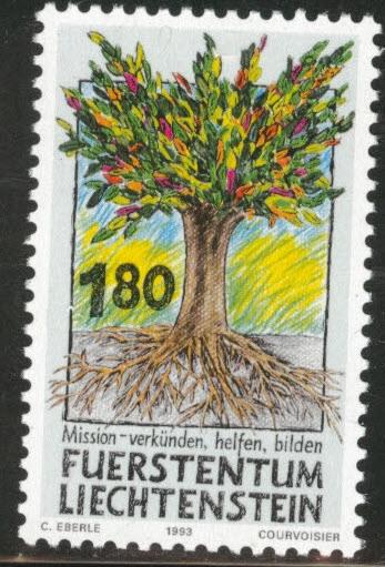 LIECHTENSTEIN Scott 1003 MNH** 1993 Missionary stamp CV$2.25