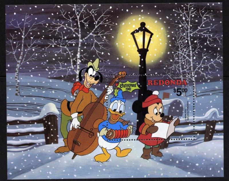 Redonda MIBK 13 MNH Christmas 1981, Disney, Music