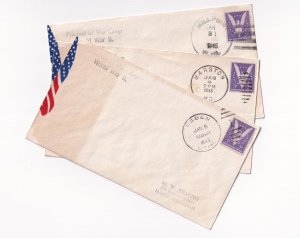 3 Patriotic Covers from P.O.W. Camps in 1945 (F31500)