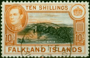 Falkland Islands 1938 10s Black & Orange-Brown SG162 V.F.U