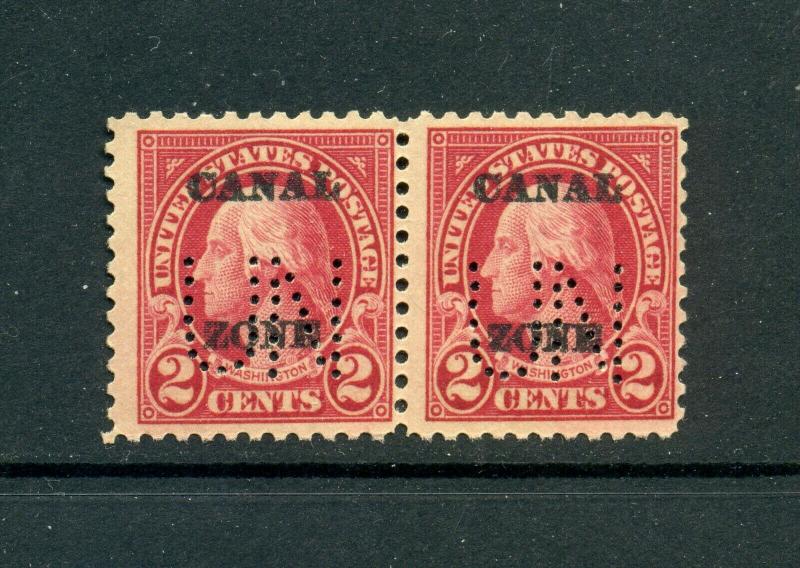 Canal Zone Scott #73 Var Company Issue UN Perfin Mint Pair of 2 Stamps NH RARE