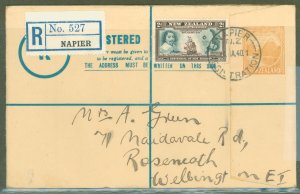 New Zealand  1940 4d reg env, used from Napier