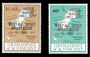 St. Vincent 1977 - Map Types of 1977, Overprint - Set of 2v - Scott 127-28 - MNH