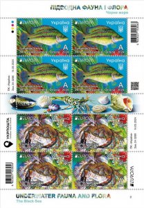 Ukraine 2024 MNH Stamps Mini Sheet Europa CEPT Marine Life Fish Crab