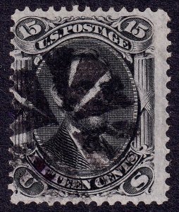 US Scott 98, 1868 Lincoln, 15c black, FINE USED *Fancy Cancel*