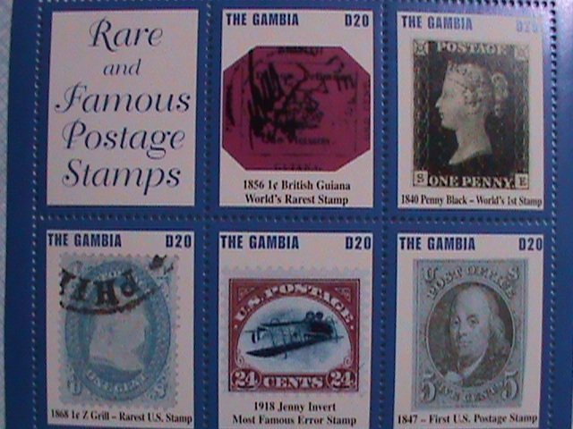 THE GAMBIA: RARE AND FAMOUS STAMPS MINIATURE SHEET MINT NOT HING