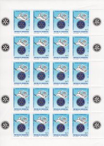 Argentina 1983 Rotary International /Bird  Mini-Sheetlet (20) Sc #1444 Unfolded
