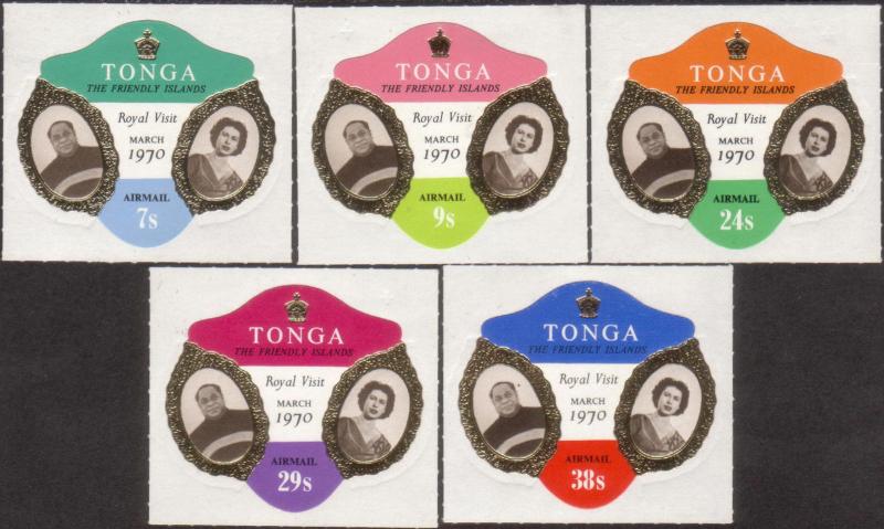 Tonga 1970 SG310-314 Royal Visit airmail set MNH