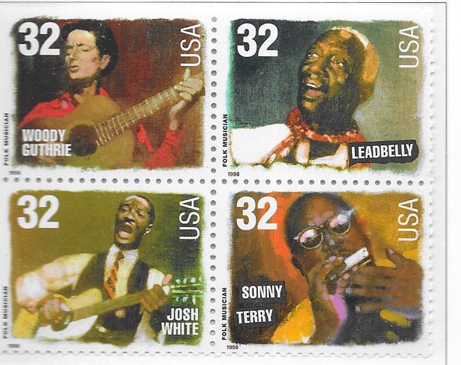 US#3215a $0.32  Folk Singers block of 4 (MNH) CV $3.60