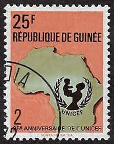 Guinea #588 Used OG CTO LH; 25f UNICEF (1971)