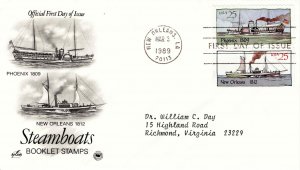 USA 1989 FDC Sc 2406 2407 Artcraft PCS Cachet Steamboat Phoenix First Day Cover