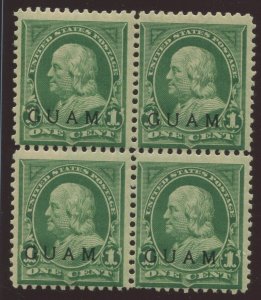 Guam 1 Special Printing Overprint Variety Block of 4 Stamps with PF Cert HZ47