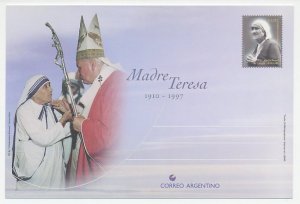 Postal stationery Argentina 1997 Mother Teresa - Pope John Paul II