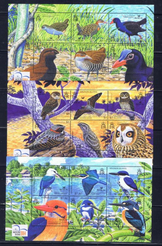 Solomon Is 983-85 MNH 2004 Birds Sheets