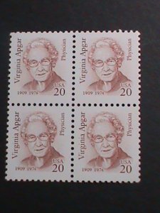 ​UNITED STATES-1986-SC# 2179 VIRGINIA APGAR -PHYSICIAN MNH BLOCK VERY FINE