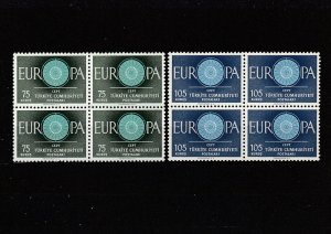 Turkey  Scott#  1493-1494  MNH  Blocks of 4  (1960 Europa)