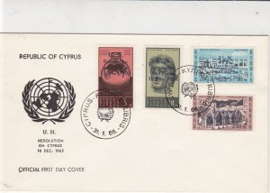 Republic of Cyprus 1965 U.N. Resolution on Cyprus Stamps FDC Cover Ref 30419