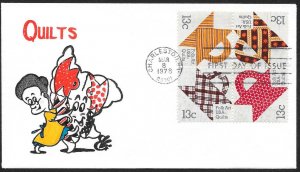 UNITED STATES FDC 13¢ Quilts BLOCK 1978 Ellis