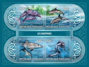 Togo - 2017 Dolphins on Stamps - 4 Stamp Sheet - TG17413a