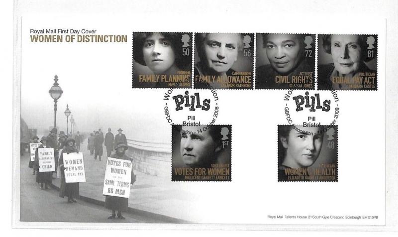 BC14 2008 GB Bristol Women of Distinction FDC Cover {samwells} PTS