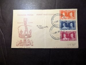 1937 New Zealand First Day Cover Bryndwr Imperial Crown Coronation Stamps