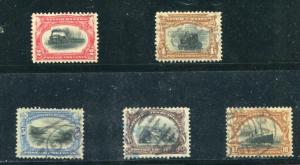 UNITED STATES 295-299 USED PAN AMS , lightly cancelled