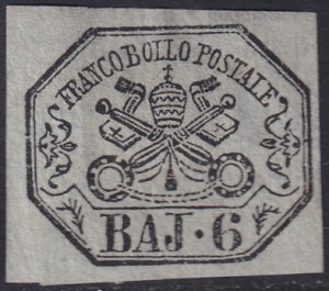 Italy Roman States 1852 Sc 7 Papal States MNG(*) heavy hinge