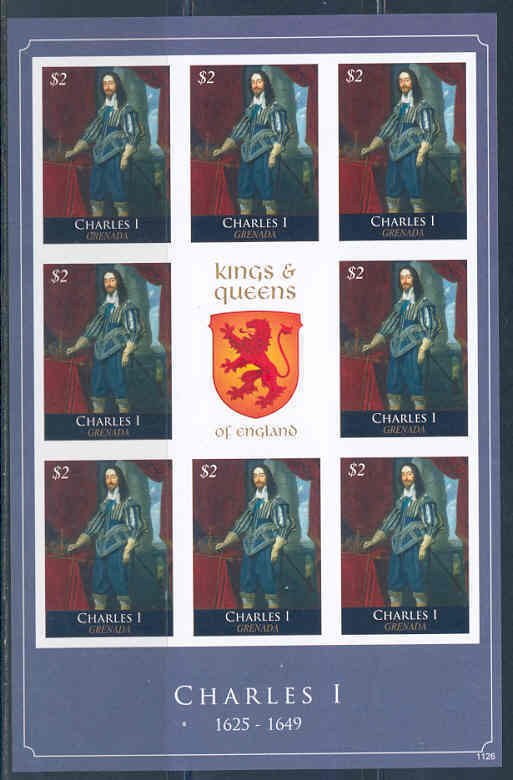 GRENADA  KINGS & QUEENS OF ENGLAND CHARLES   I  IMPERFORATED SHEET NH
