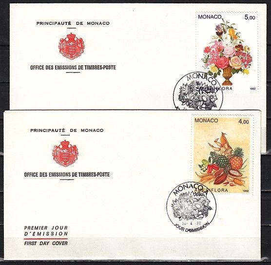Monaco, Scott cat. 1817-1818. Fruit & Flowers issue on 2 First day covers. ^