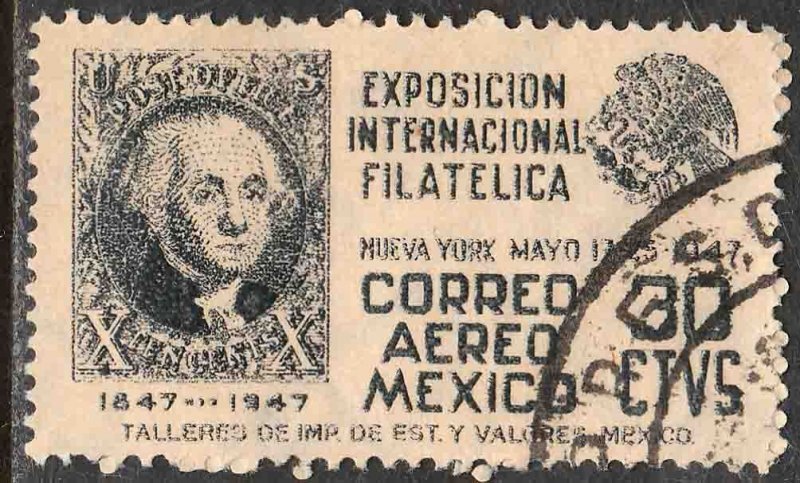 MEXICO C168, 30¢ Cent Int Philatelic Exhib ARMS & US#2, USED. VF. (895)