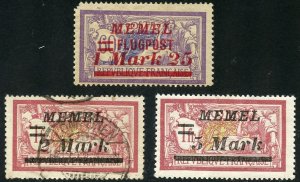 Memel Scott 70,73,78 FH - 1922 French Overprints - SCV $2.00