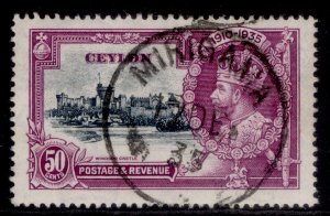 CEYLON GV SG382, 50c slate & purple, FINE USED. Cat £16. CDS