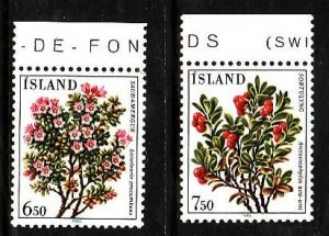 Iceland-Sc#593-4 - id3-unused NH set-Flowers-1984-