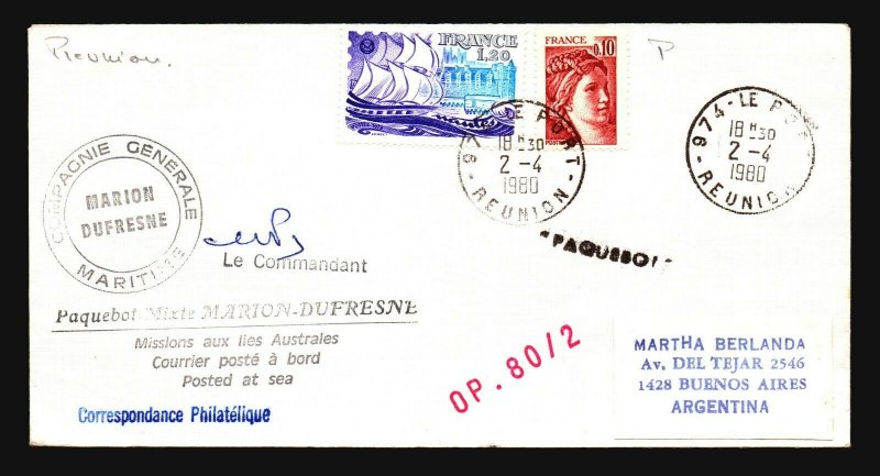 Reunion 1980 Paquebot Cover / Antarctic Expo - Z16790