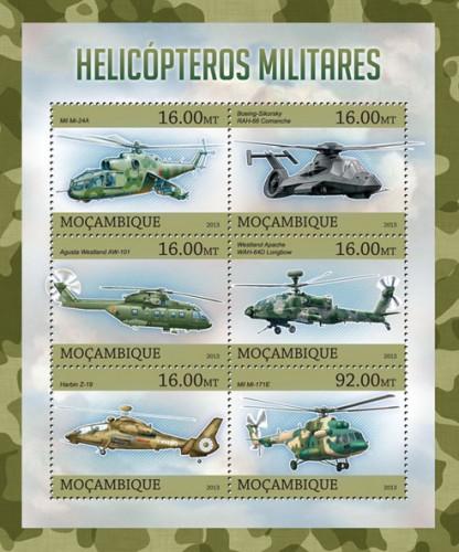 MOZAMBIQUE 2013 SHEET MILITARY HELICOPTERS
