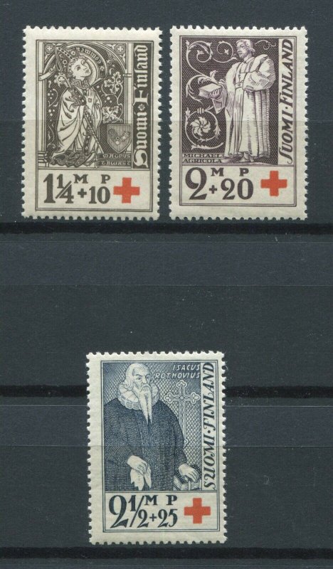 FINLAND 1933 VERY GOOD RED CROSS SET SCOTT B12-B14 FACIT 185-187 PERFECT MNH