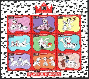 Gambia. 1997. Small sheet 2690-98. 101 Dalmatians, Disney cartoons. MNH. 