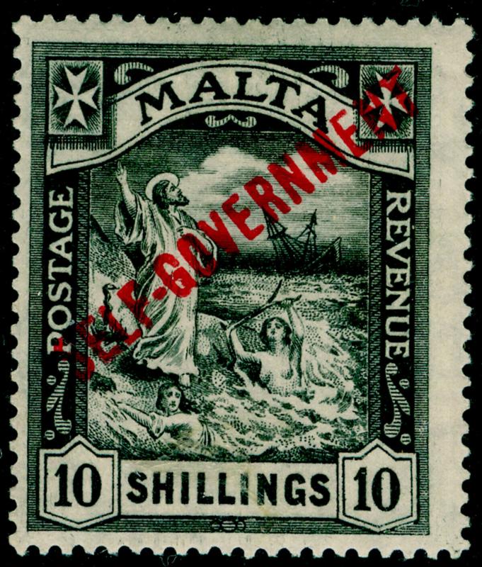 MALTA SG121, 10s black, VLH MINT. Cat £140.